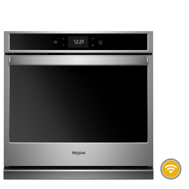 Whirlpool WOS72EC0HS 30 in. Smart Single Electric Wall Oven with True Convection Cooking in Black on Stainless Steel